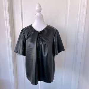 Marc New York Faux Leather Black Women’s Top Black Size Medium
